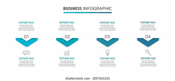 Business infographic design template with 4 options, steps or processes. Can be used for workflow layout, diagram, annual report, web design