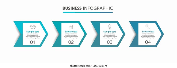 Business infographic design template with 4 options, steps or processes. Can be used for workflow layout, diagram, annual report, web design