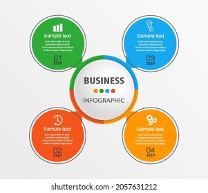 Business infographic design template with 4 options, steps or processes. Can be used for workflow layout, diagram, annual report, web design