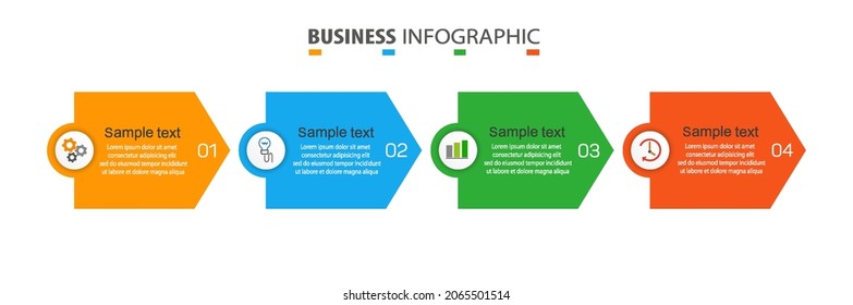 Business infographic design template with 4 options, steps or processes. Can be used for workflow layout, diagram, annual report, web design