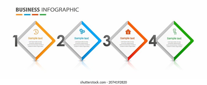 Business infographic design template with 4 options, steps or processes. Can be used for workflow layout, diagram, annual report, web design 