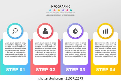 Business infographic design template with 4 options, steps or processes. Can be used for workflow layout, diagram, annual report, web design
