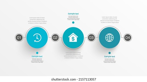 Business infographic design template with 4 options, steps or processes. Can be used for workflow layout, diagram, annual report, web design 