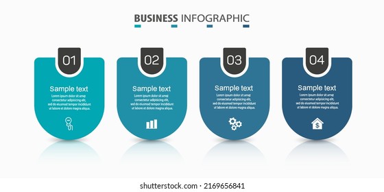 Business infographic design template with 4 options, steps or processes