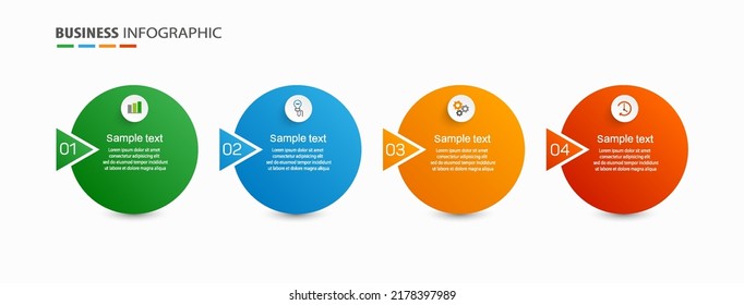 Business infographic design template with 4 options, steps or processes