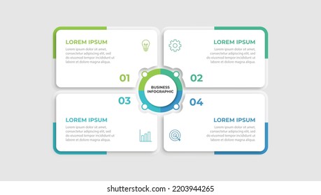 Business infographic design template with 4 options, steps or processes. Can be used for workflow layout, diagram, annual report, web design