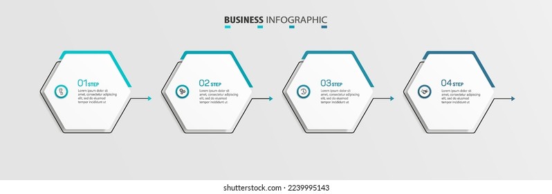 Plantilla de diseño de infografía empresarial con 4 opciones, pasos o procesos. Se puede utilizar para diseño de flujo de trabajo, diagrama, informe anual, diseño web 