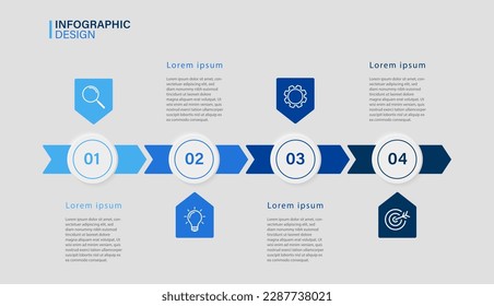Business infographic design template with 4 options or steps. Can be used for workflow layout, diagram, presentation, web design, infographic. Vector illustration