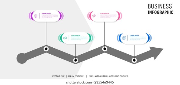 Business infographic design template with 4 options, steps or processes. Can be used for workflow layout, diagram, annual report, web design
