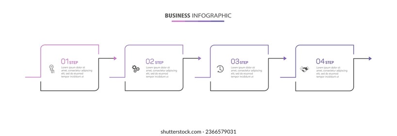 Business infographic design template with 4 options, steps or processes. Can be used for workflow layout, diagram, annual report, web design 