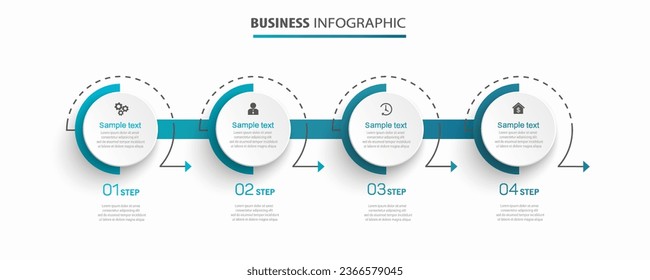 Business infographic design template with 4 options, steps or processes. Can be used for workflow layout, diagram, annual report, web design 