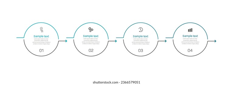 Business infographic design template with 4 options, steps or processes. Can be used for workflow layout, diagram, annual report, web design 