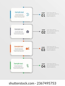 Plantilla de diseño de infografía empresarial con 4 opciones, pasos o procesos. Se puede utilizar para diseño de flujo de trabajo, diagrama, informe anual, diseño web 