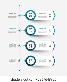 Business infographic design template with 4 options, steps or processes. Can be used for workflow layout, diagram, annual report, web design 