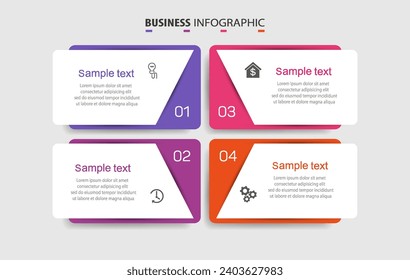 Business infographic design template with 4 options, steps or processes. Can be used for workflow layout, diagram, annual report, web design	