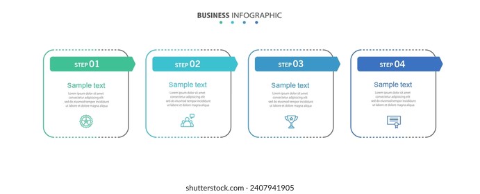 Business infographic design template with 4 options, steps or processes. Can be used for workflow layout, diagram, annual report, web design