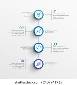 Business infographic design template with 4 options, steps or processes. Can be used for workflow layout, diagram, annual report, web design