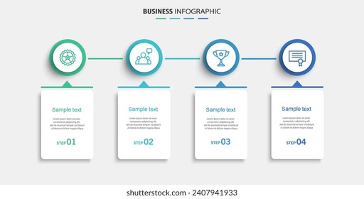 Business infographic design template with 4 options, steps or processes. Can be used for workflow layout, diagram, annual report, web design