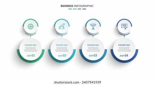 Business infographic design template with 4 options, steps or processes. Can be used for workflow layout, diagram, annual report, web design