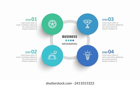 Business infographic design template with 4 options, steps or processes. Can be used for workflow layout, diagram, annual report, web design
