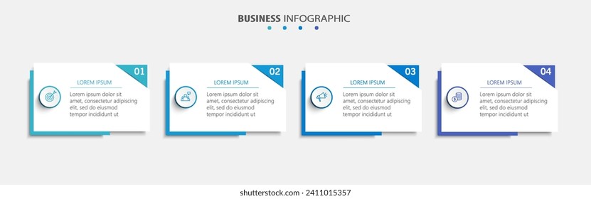 Business infographic design template with 4 options, steps or processes. Can be used for workflow layout, diagram, annual report, web design