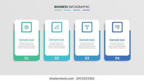 Business infographic design template with 4 options, steps or processes. Can be used for workflow layout, diagram, annual report, web design