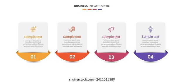 Business infographic design template with 4 options, steps or processes. Can be used for workflow layout, diagram, annual report, web design