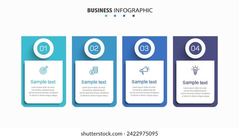 Business infographic design template with 4 options, steps or processes. Can be used for workflow layout, diagram, annual report, web design