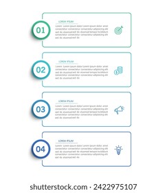 Business infographic design template with 4 options, steps or processes. Can be used for workflow layout, diagram, annual report, web design