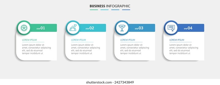 Business infographic design template with 4 options, steps or processes