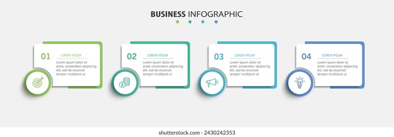 Business infographic design template with 4 options, steps or processes. Can be used for workflow layout, diagram, annual report, web design	