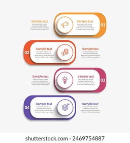 Business infographic design template with 4 options, steps or processes. Can be used for workflow layout, diagram, annual report, web design