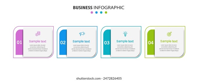 Business infographic design template with 4 options, steps or processes. Can be used for workflow layout, diagram, annual report, web design