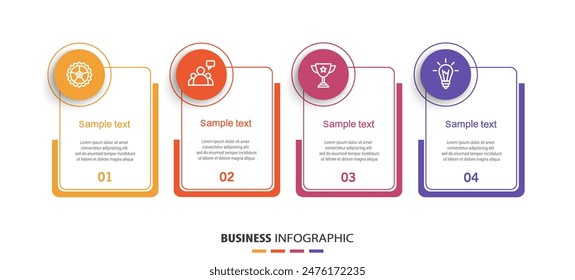 Business infographic design template with 4 options, steps or processes. Can be used for workflow layout, diagram, annual report, web design