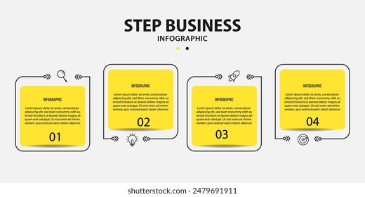 Business infographic design template with 4 options or steps Can be used for workflow layout, diagram, banner, web design. Vector illustration