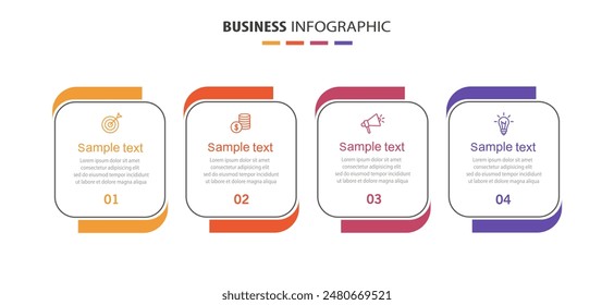 Business infographic design template with 4 options, steps or processes. Can be used for workflow layout, diagram, annual report, web design