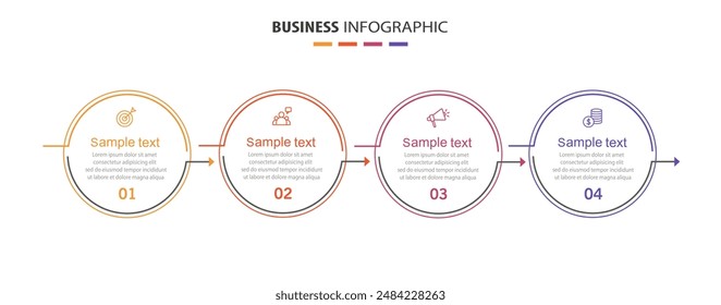 Business infographic design template with 4 options, steps or processes. Can be used for workflow layout, diagram, annual report, web design