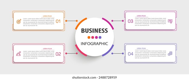  Business infographic design template with 4 options, steps or processes