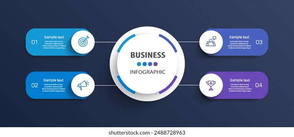  Business infographic design template with 4 options, steps or processes