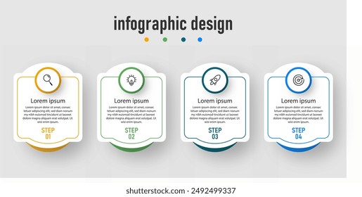 Business infographic design template with 4 steps, options. can be used for workflow diagram, info chart, web design. vector illustration.	