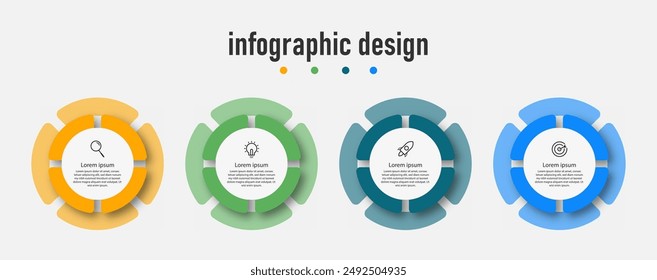 Business infographic design template with 4 steps, options. can be used for workflow diagram, info chart, web design. vector illustration.	