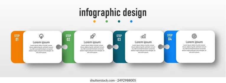 Business infographic design template with 4 steps, options. can be used for workflow diagram, info chart, web design. vector illustration.	