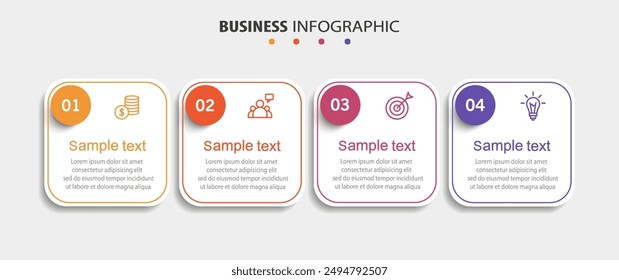 Business infographic design template with 4 options, steps or processes. Can be used for workflow layout, diagram, annual report, web design	