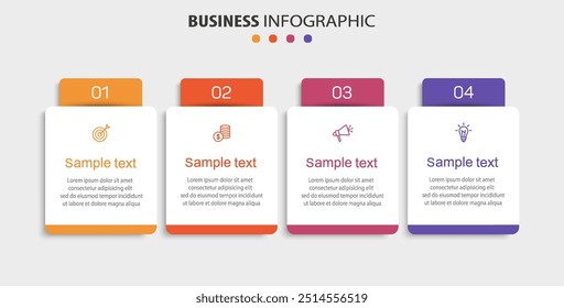 Business infographic design template with 4 options, steps or processes. Can be used for workflow layout, diagram, annual report, web design