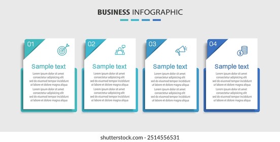 Business infographic design template with 4 options, steps or processes. Can be used for workflow layout, diagram, annual report, web design