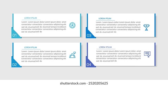 Business infographic design template with 4 options, steps or processes. Can be used for workflow layout, diagram, annual report, web design