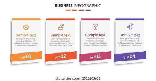 Business infographic design template with 4 options, steps or processes. Can be used for workflow layout, diagram, annual report, web design