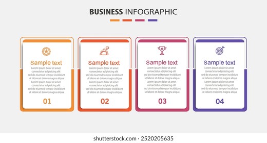 Business infographic design template with 4 options, steps or processes. Can be used for workflow layout, diagram, annual report, web design