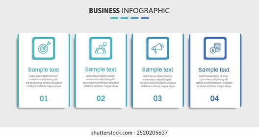 Business infographic design template with 4 options, steps or processes. Can be used for workflow layout, diagram, annual report, web design