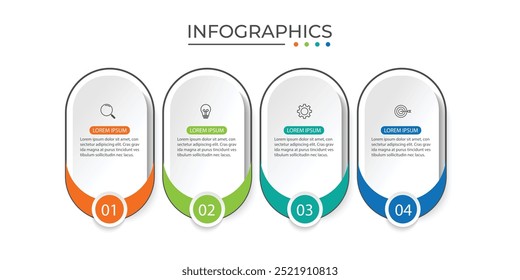 Plantilla de diseño de infografía empresarial con 4 opciones, pasos o procesos.